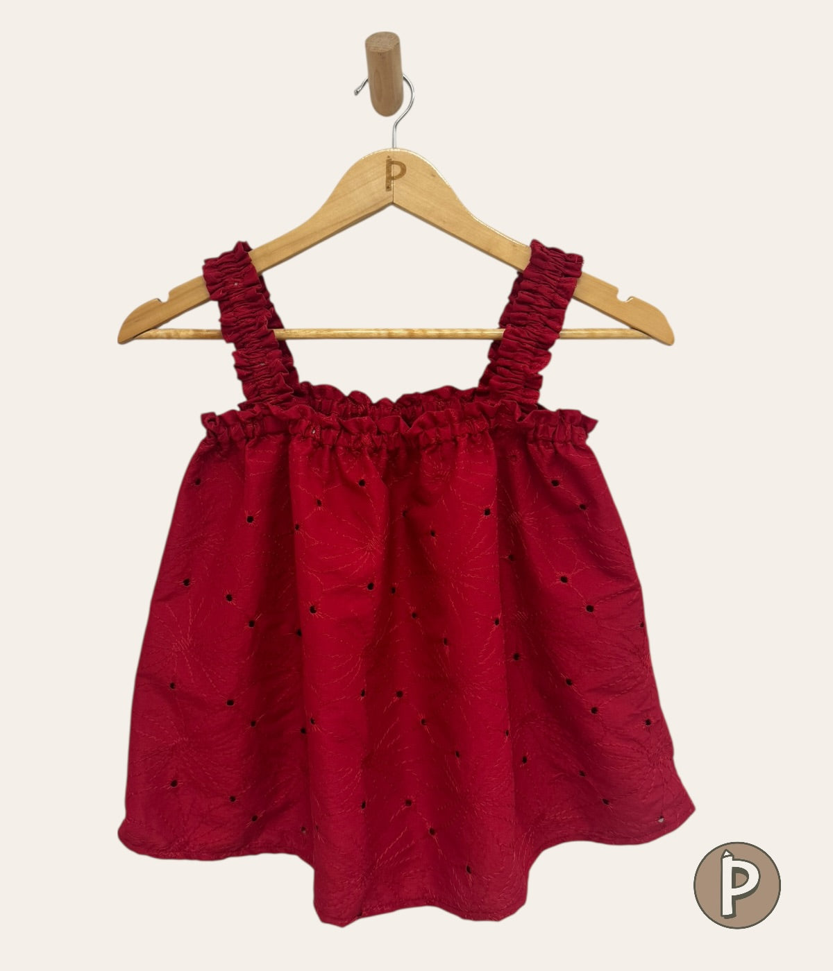 Pambahaymnl Eyelet Gathered Top