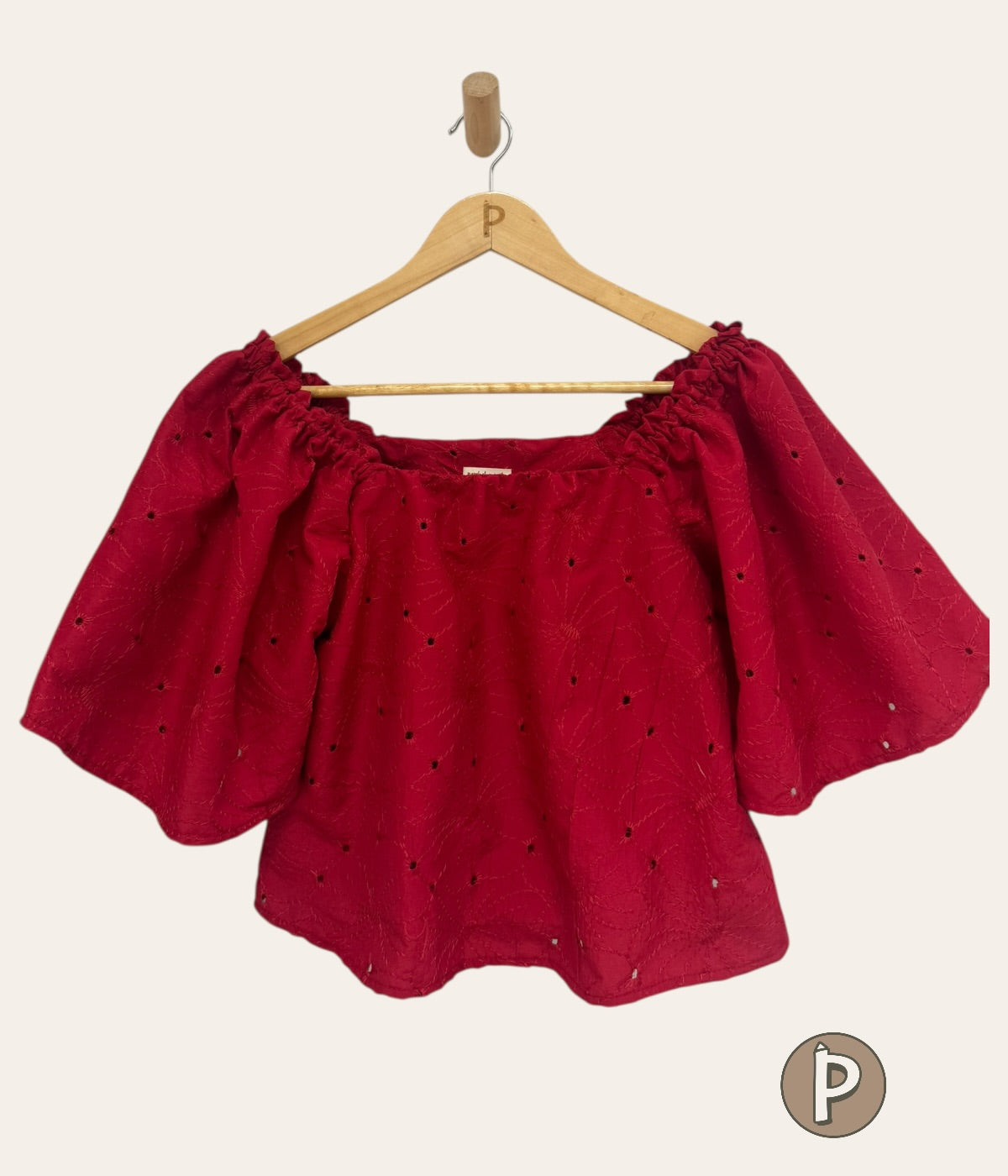 Pambahaymnl Eyelet Puff Top