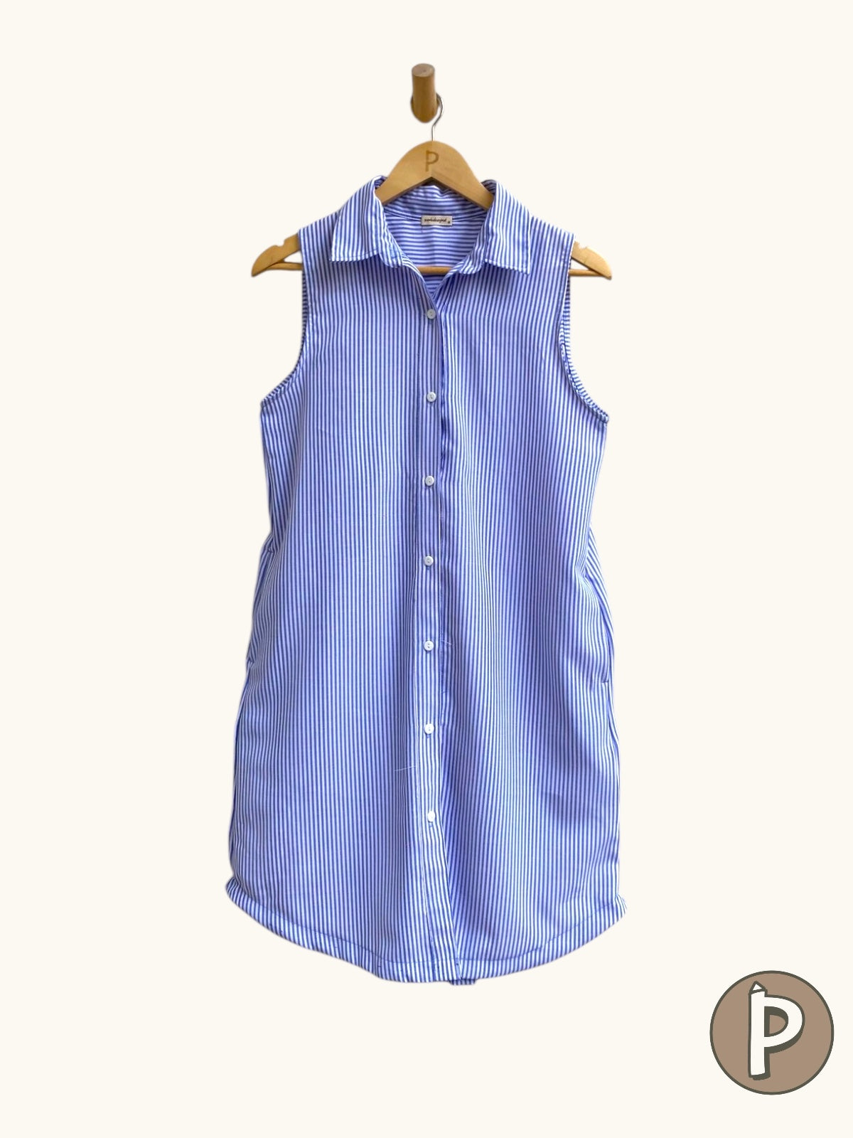 Pambahaymnl Linen Oxford Sleeveless Dress