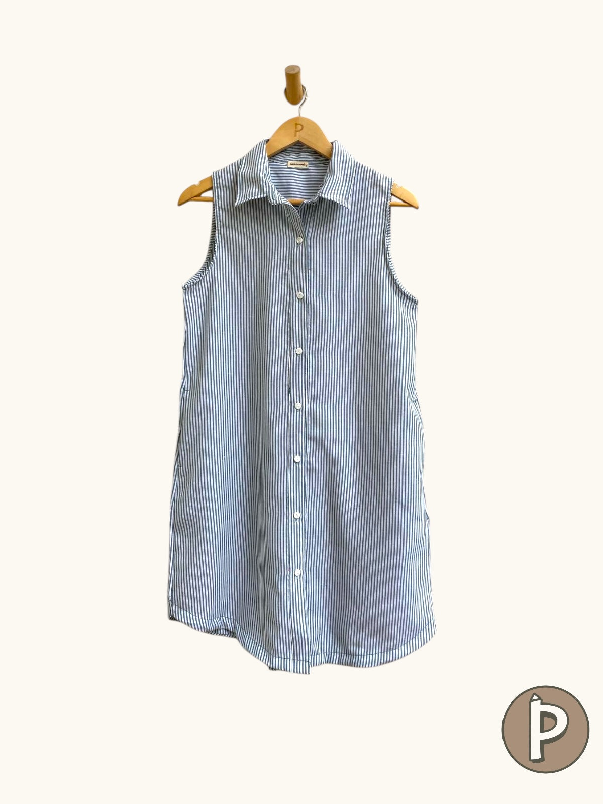 Pambahaymnl Linen Oxford Sleeveless Dress