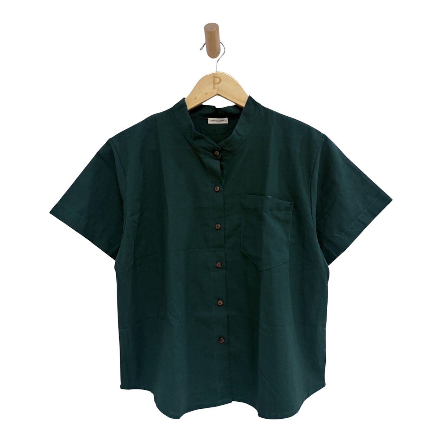 Pambahaymnl Chinese Collared Linen Top