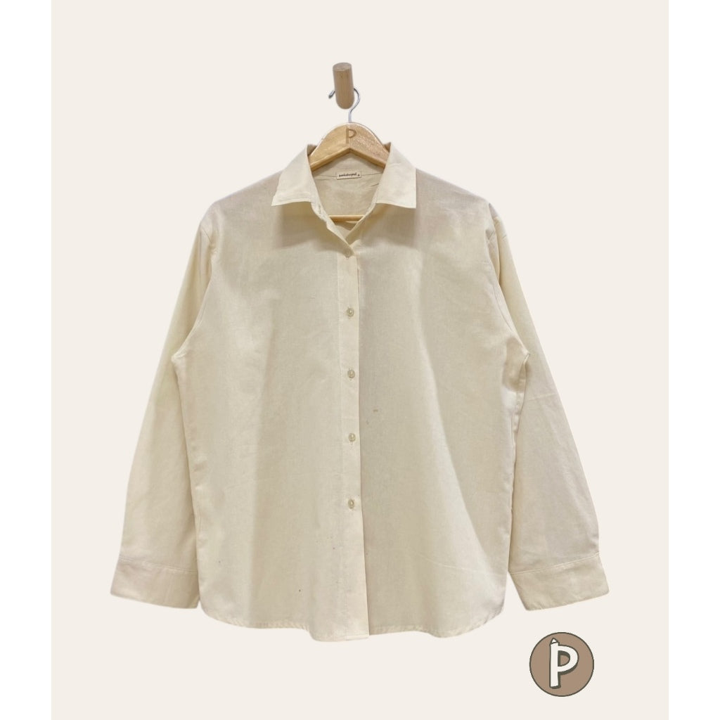 Pambahaymnl Linen Polo Longsleeve Top