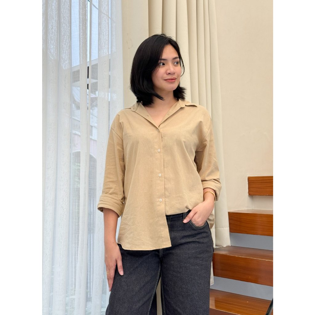 Pambahaymnl Linen Polo Longsleeve Top