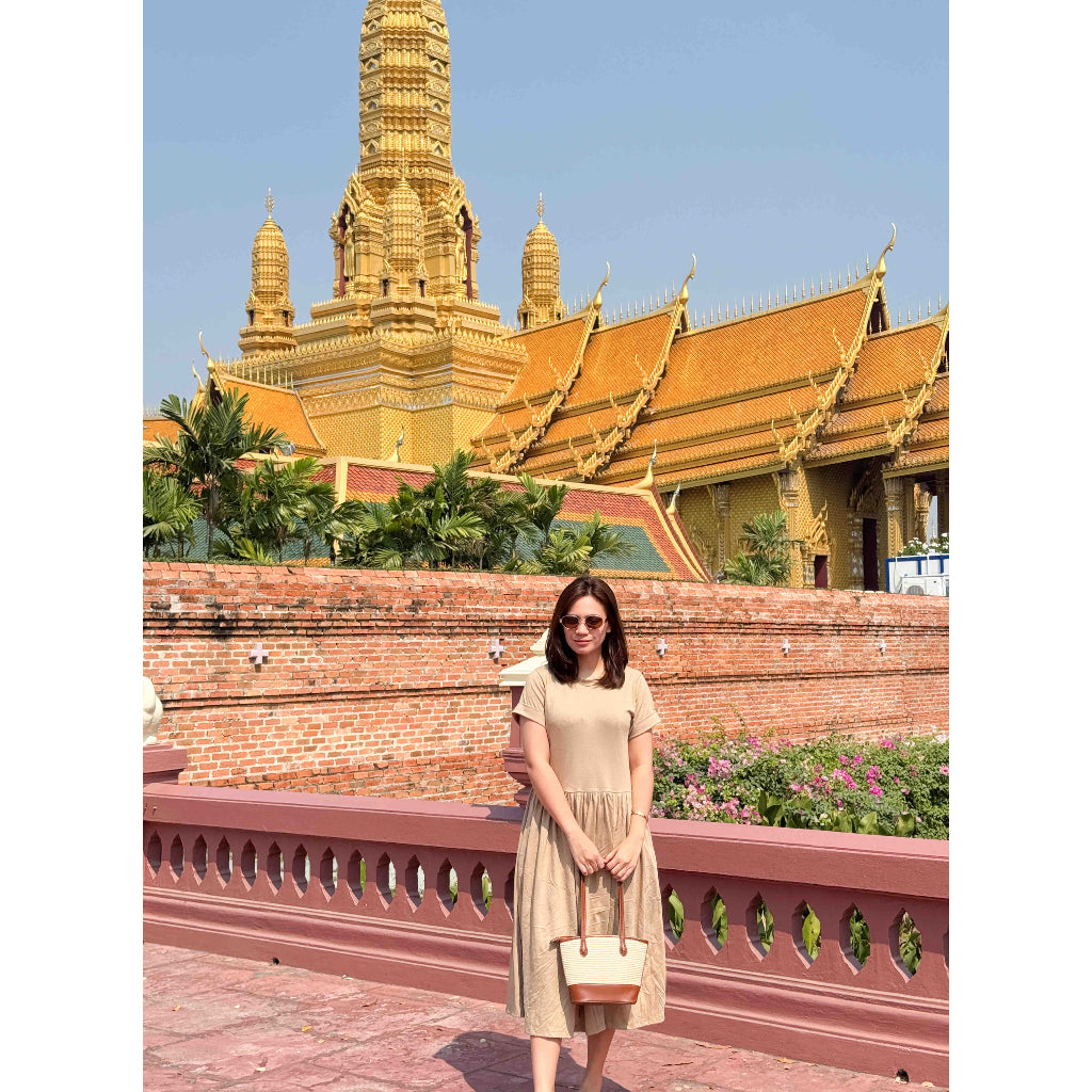 Pambahaymnl Shirred Midi Dress