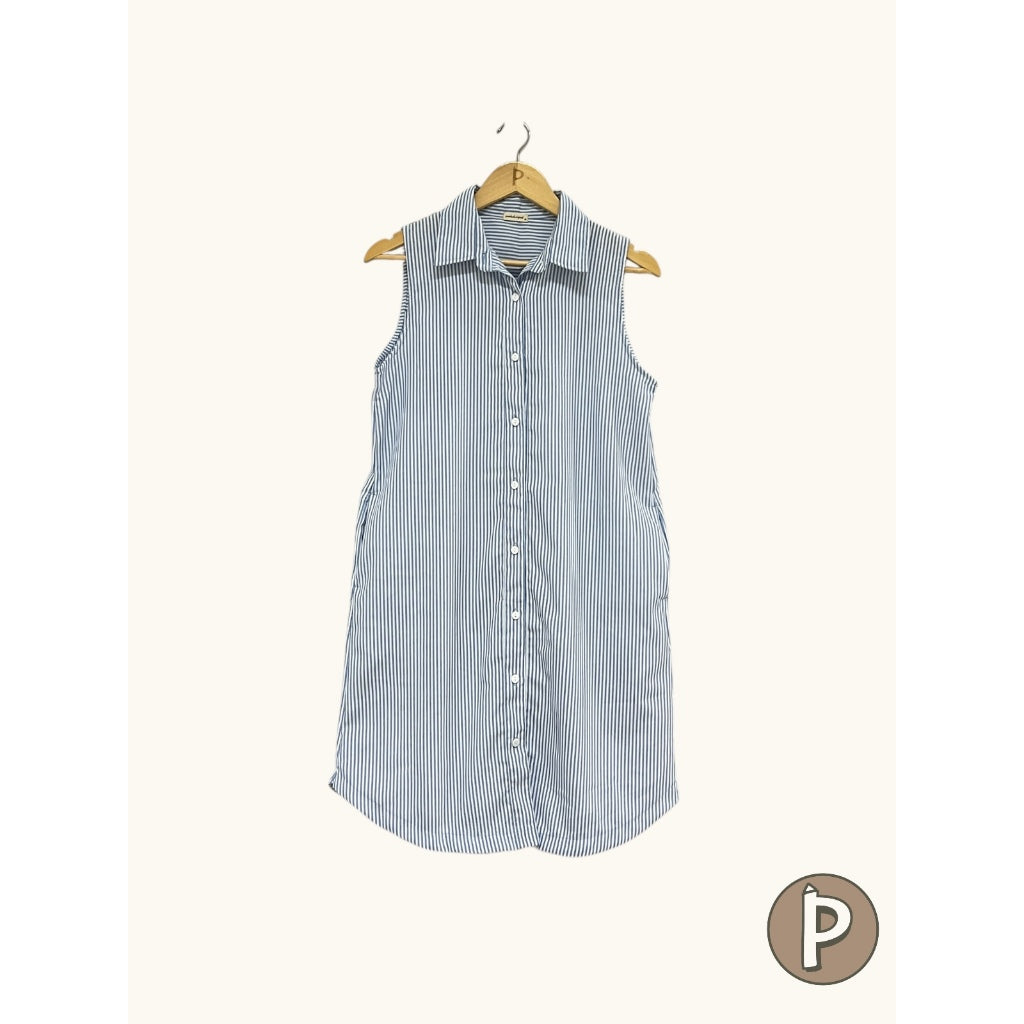 Pambahaymnl Linen Oxford Sleeveless Dress