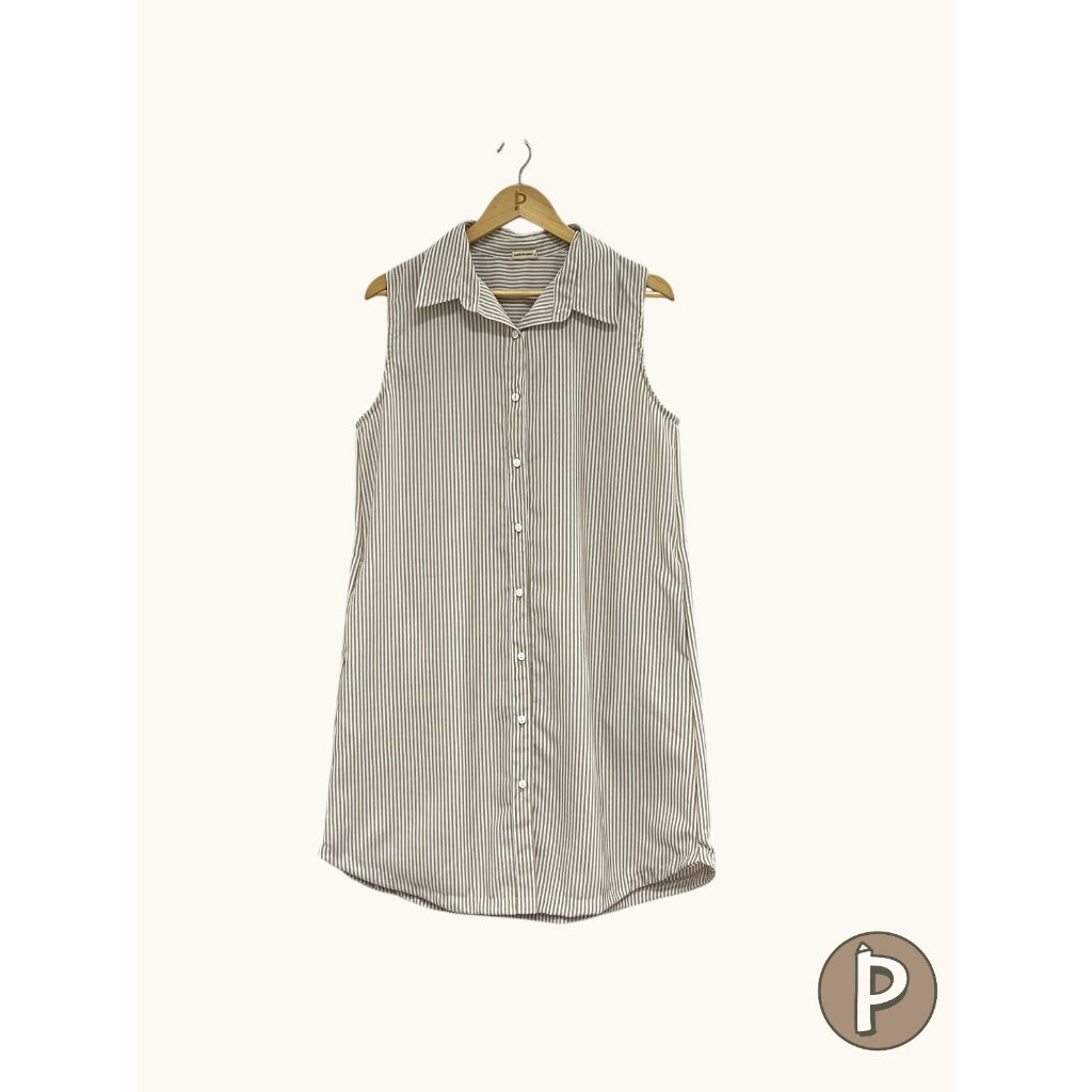 Pambahaymnl Linen Oxford Sleeveless Dress