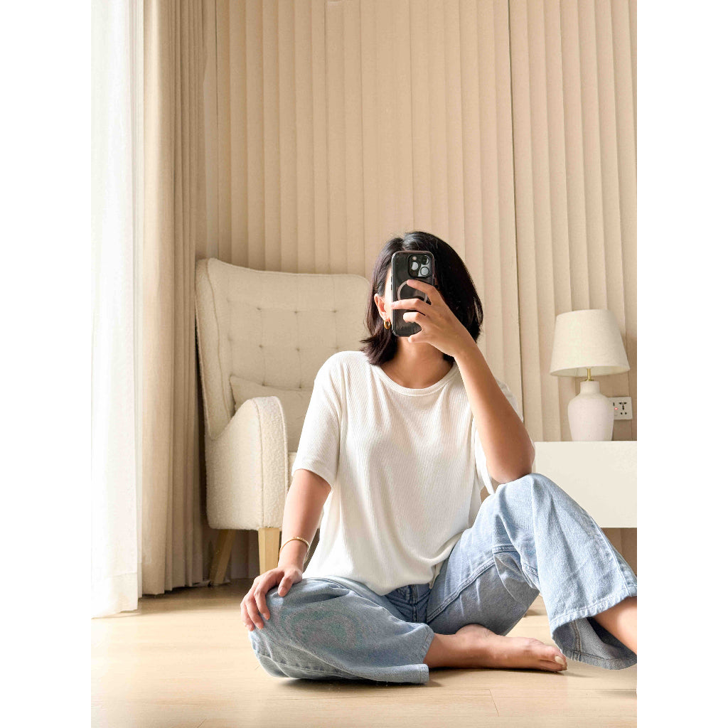 Pambahaymnl Waffle Knit Boxy Top