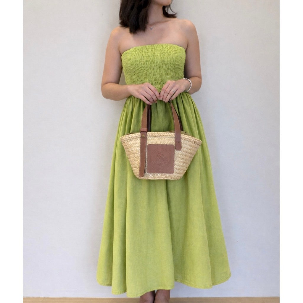 Pambahaymnl Smocked Linen Midi Dress
