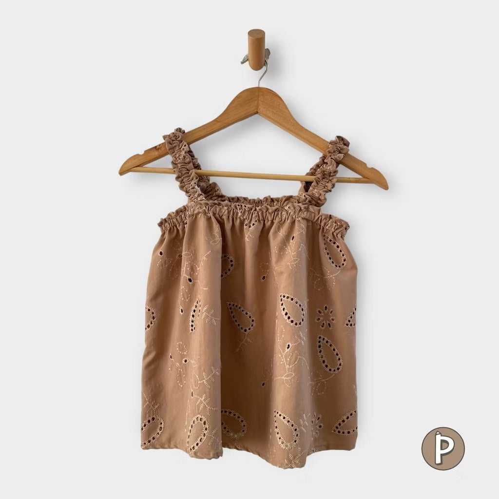 Pambahaymnl Eyelet Gathered Top