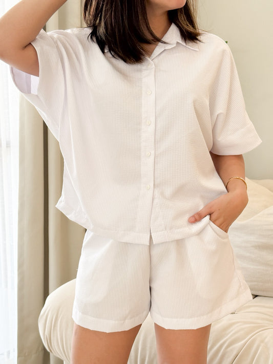 Pambahaymnl Batwing Buttoned Short Set