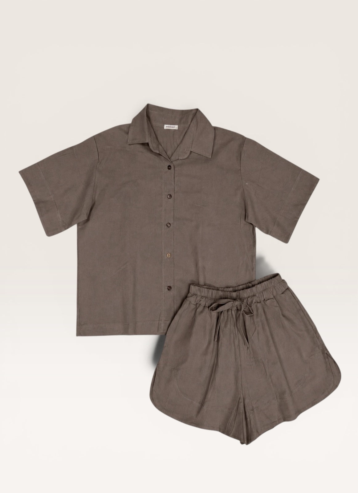 Pambahaymnl Buttoned Linen Shorts Set