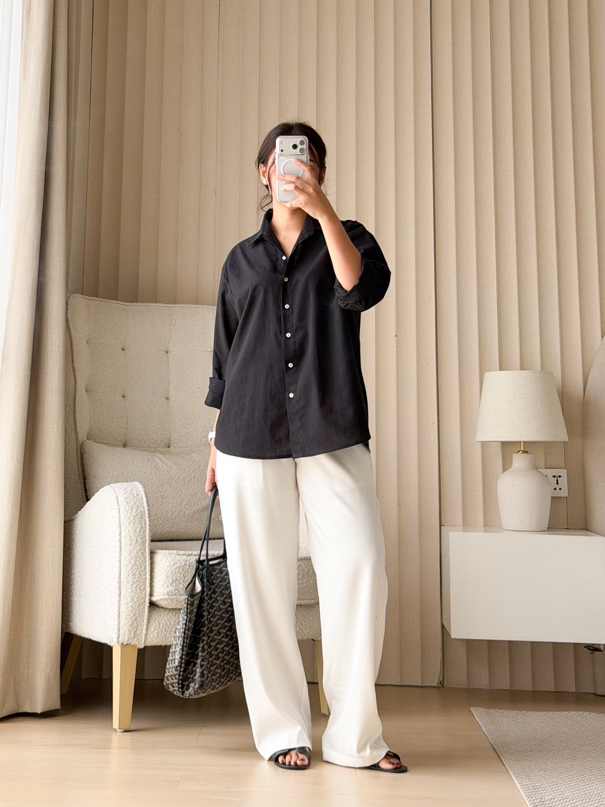 Pambahaymnl Linen Polo Longsleeve Top