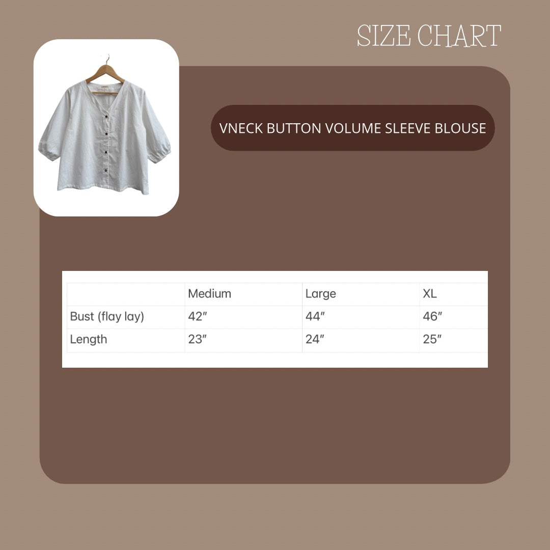 Pambahaymnl V-neck Button Volume Sleeve Blouse