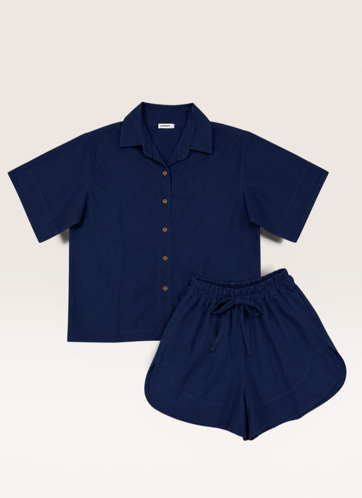 Pambahaymnl Buttoned Linen Shorts Set