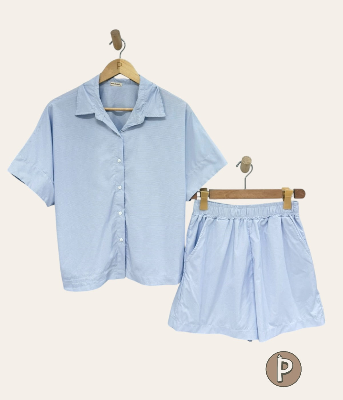 Pambahaymnl Batwing Buttoned Short Set
