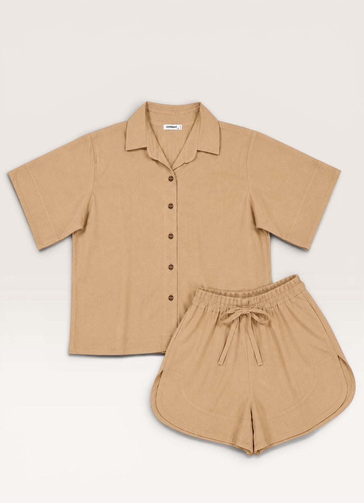 Pambahaymnl Buttoned Linen Shorts Set