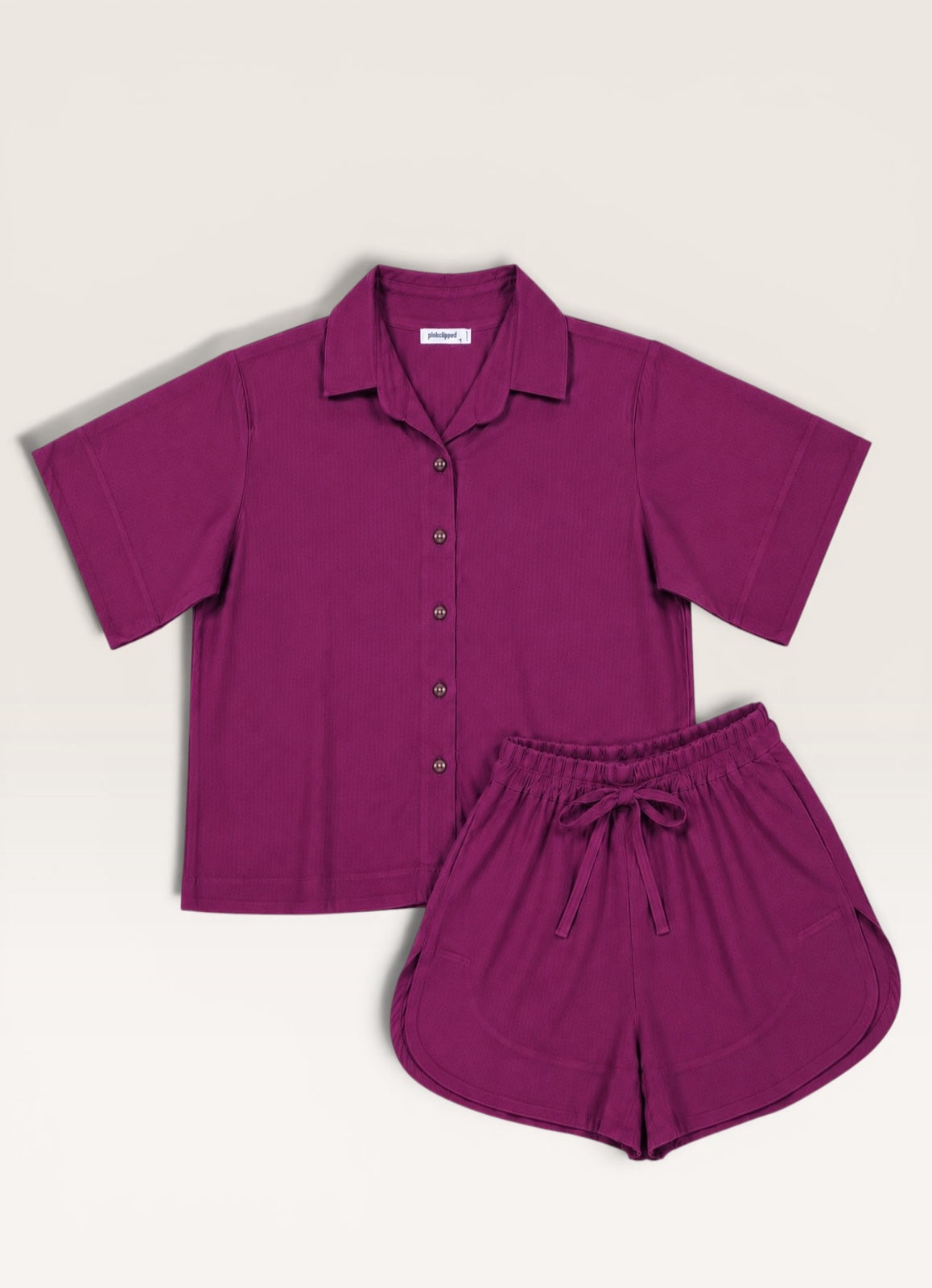 Pambahaymnl Buttoned Linen Shorts Set