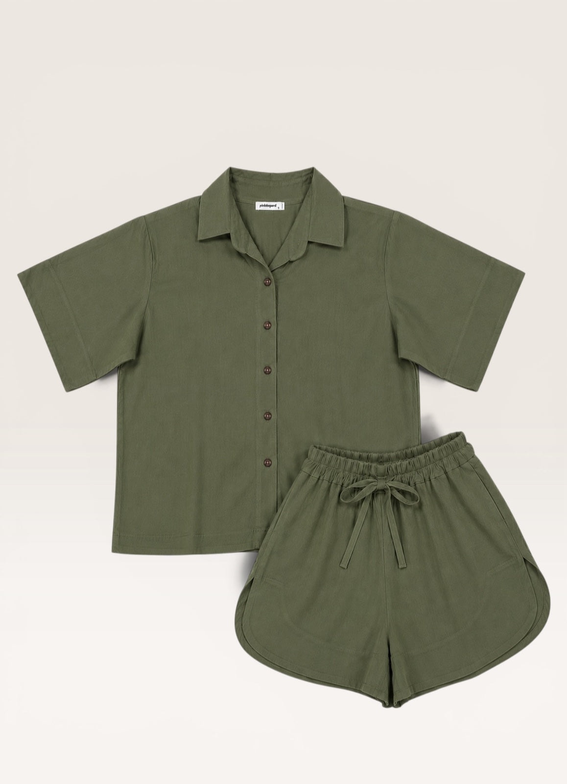 Pambahaymnl Buttoned Linen Shorts Set