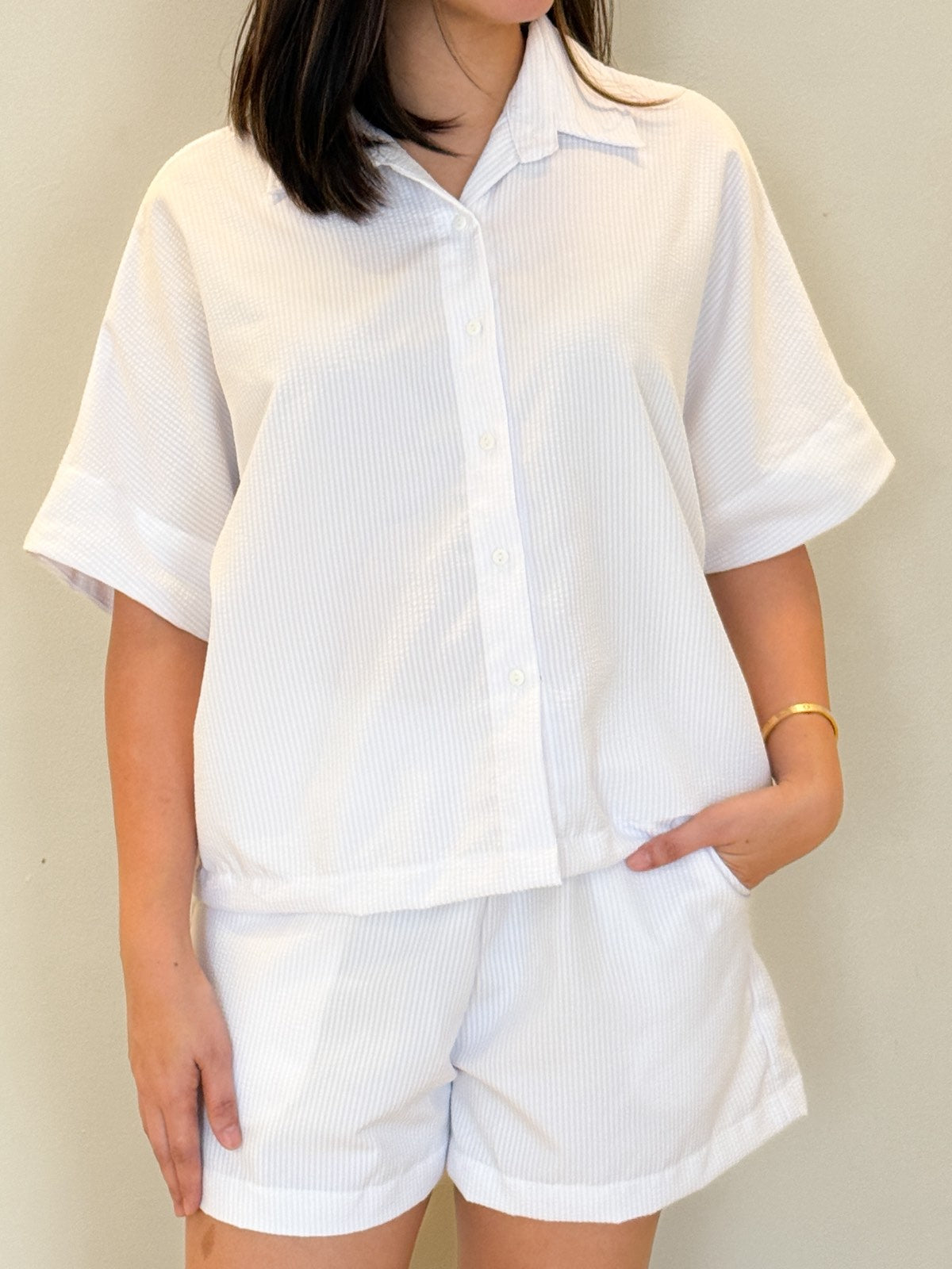 Pambahaymnl Batwing Buttoned Short Set