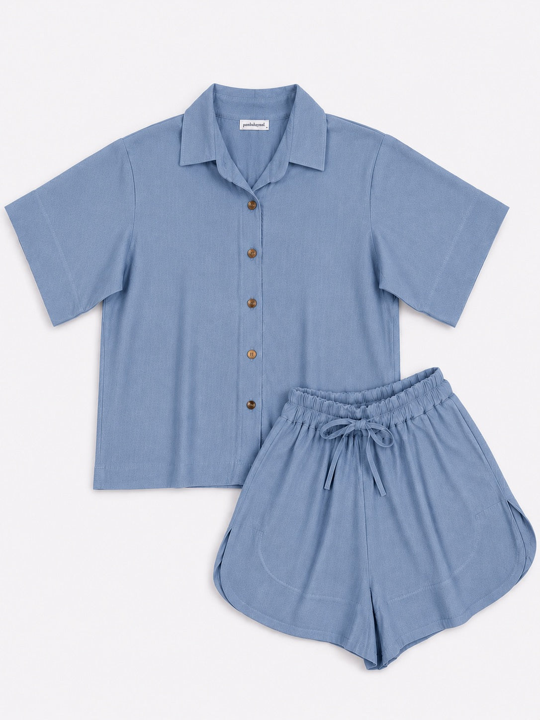 Pambahaymnl Buttoned Linen Shorts Set