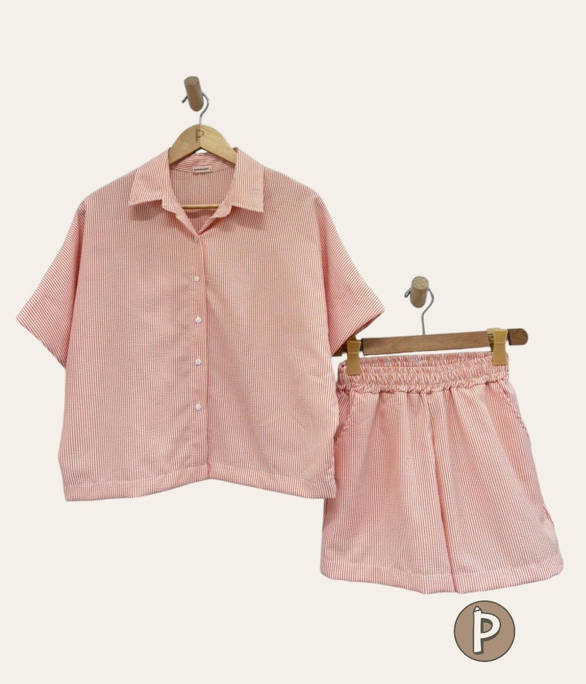 Pambahaymnl Batwing Buttoned Short Set