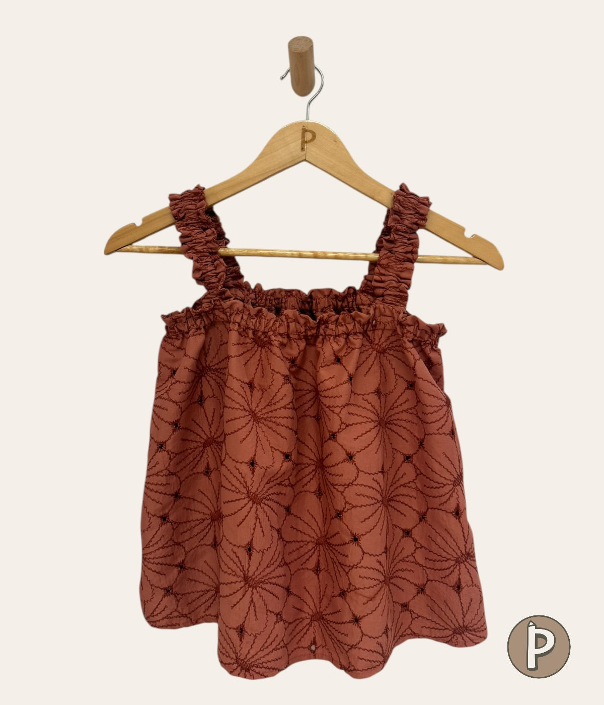 Pambahaymnl Eyelet Gathered Top