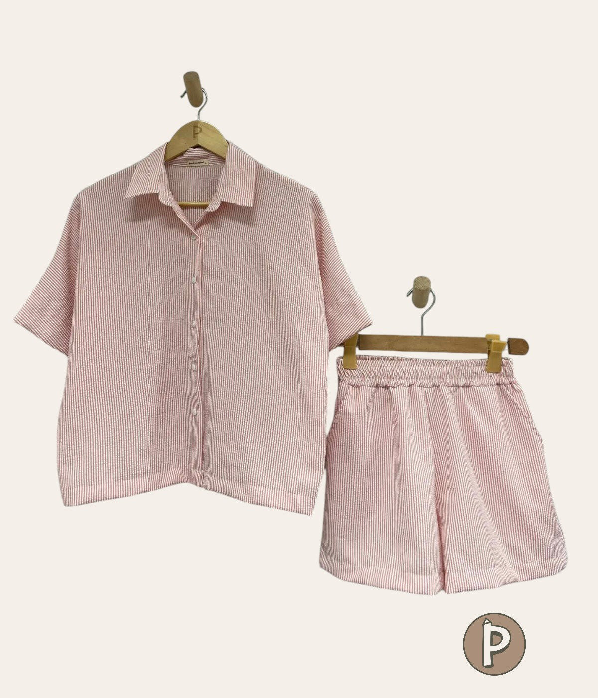 Pambahaymnl Batwing Buttoned Short Set