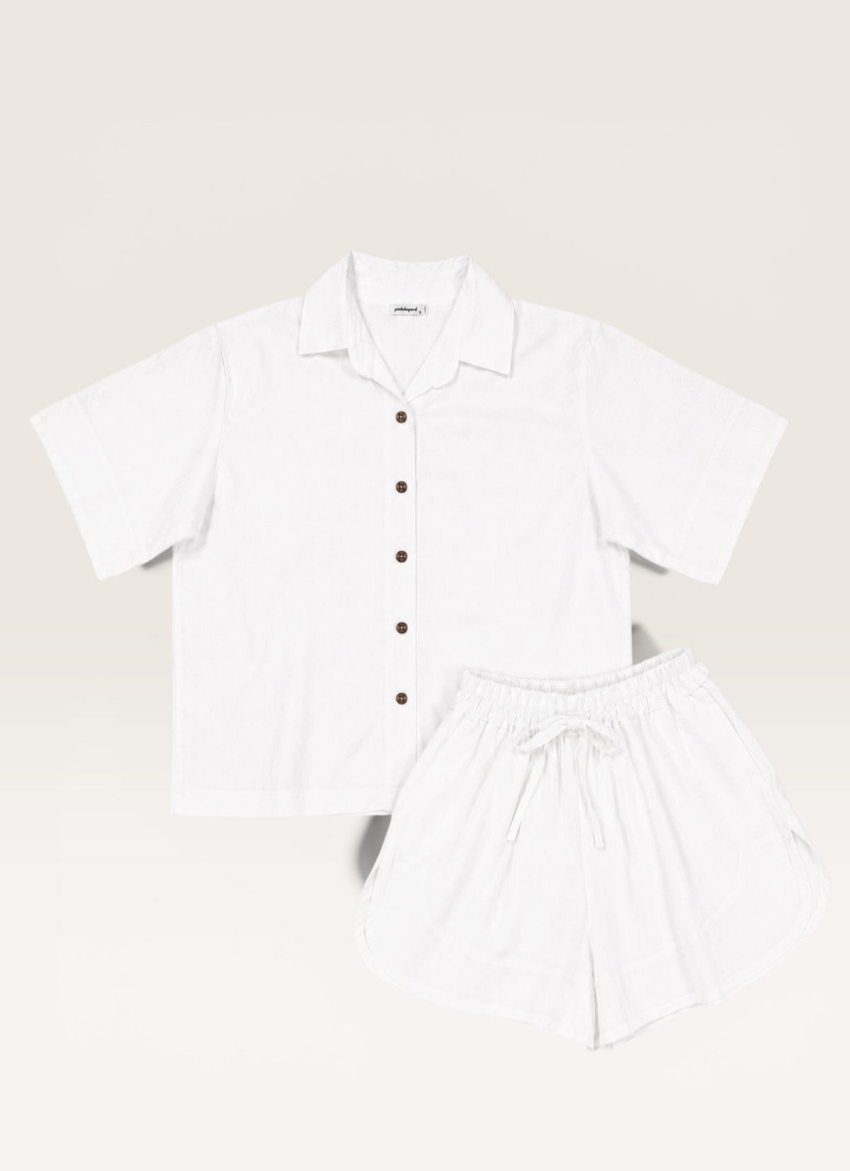 Pambahaymnl Buttoned Linen Shorts Set