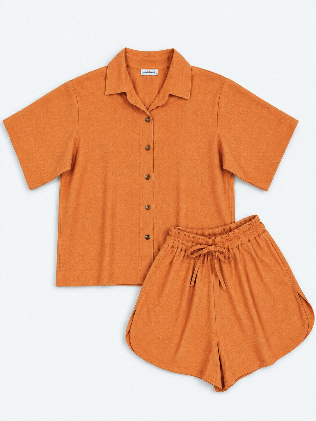 Pambahaymnl Buttoned Linen Shorts Set