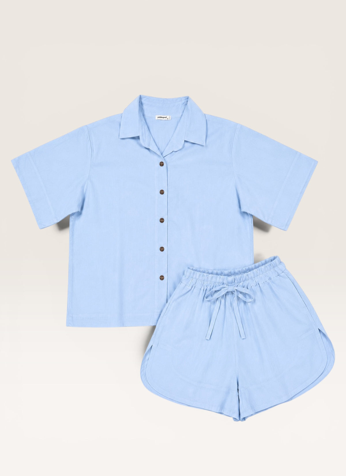 Pambahaymnl Buttoned Linen Shorts Set