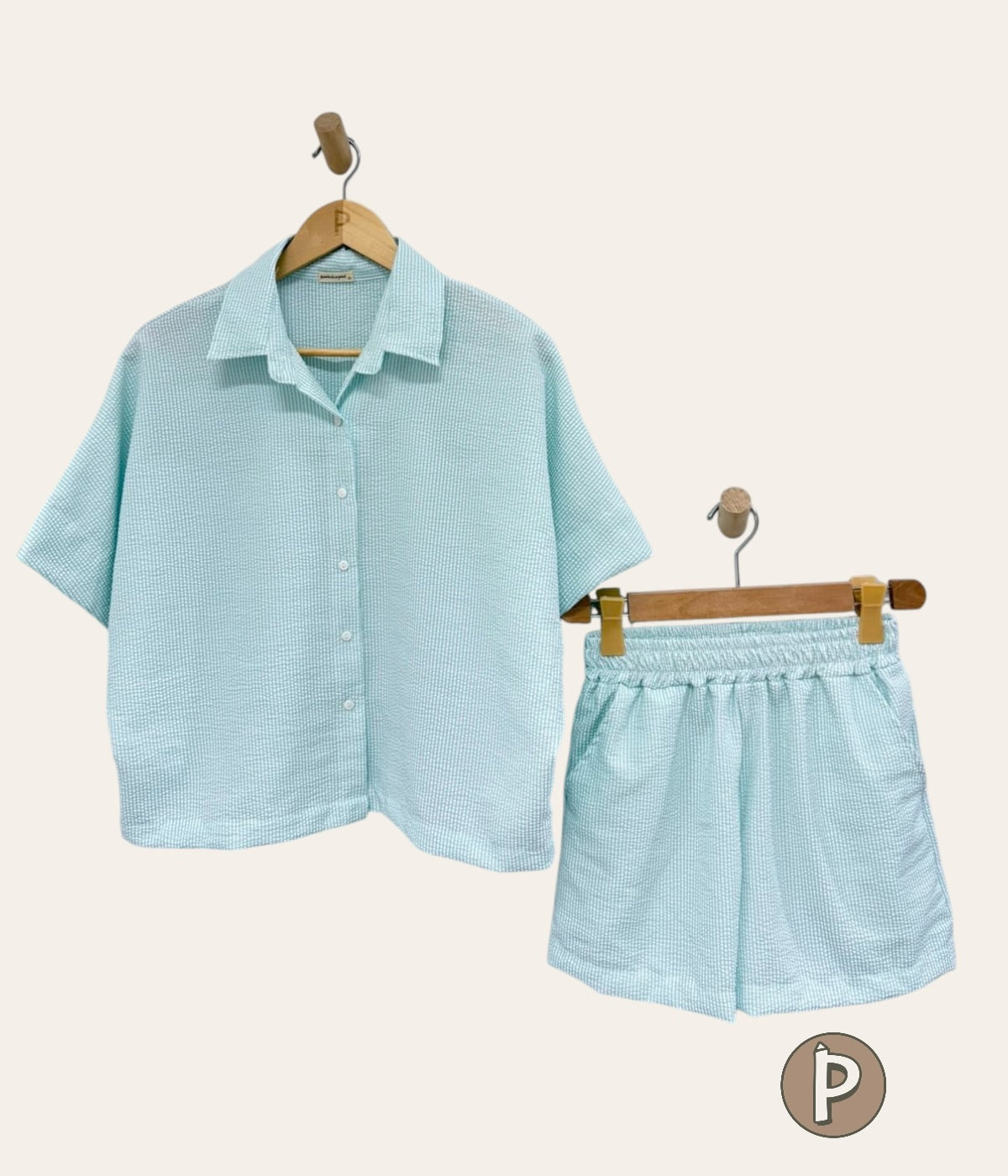 Pambahaymnl Batwing Buttoned Short Set