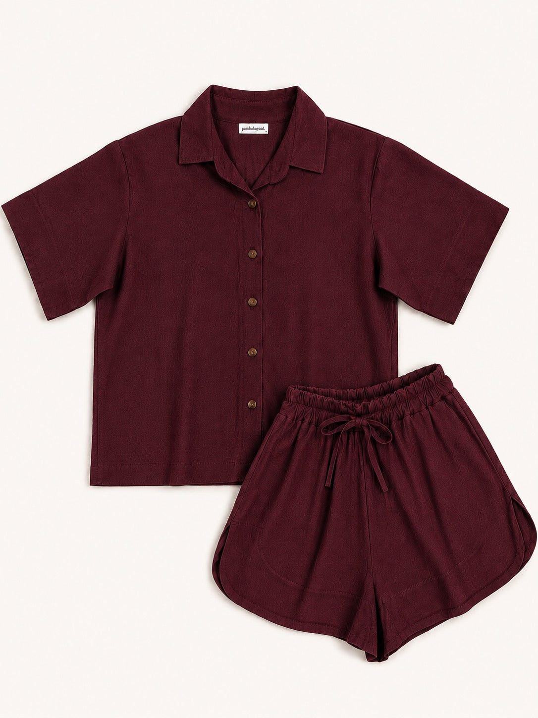 Pambahaymnl Buttoned Linen Shorts Set