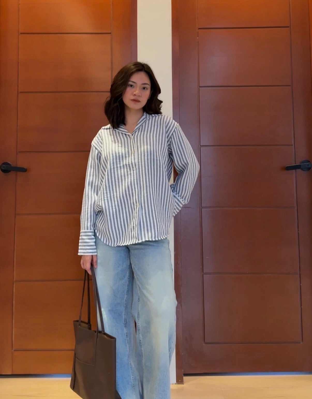 Pambahaymnl Lapel Stripes Linen Longsleeves
