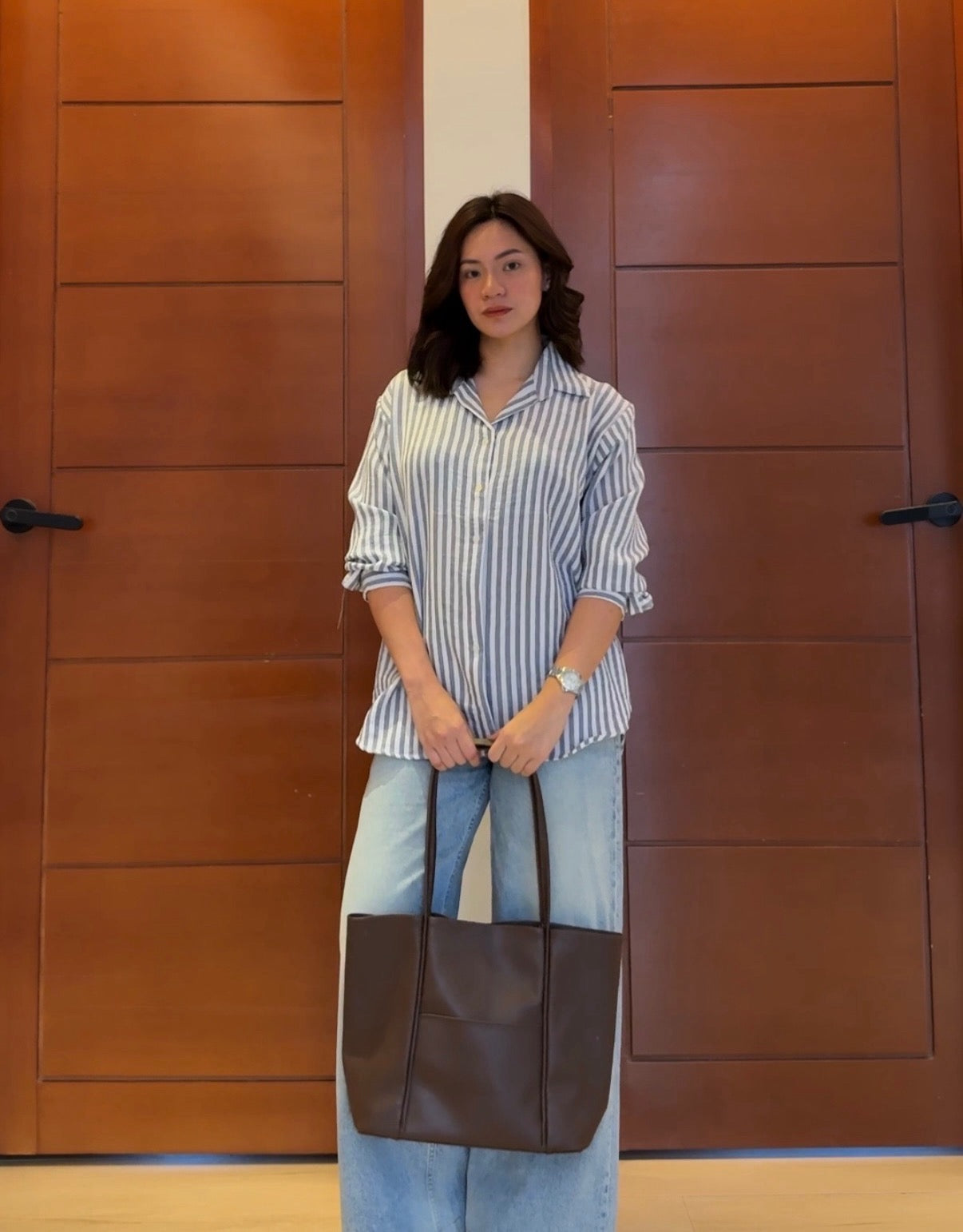 Pambahaymnl Lapel Stripes Linen Longsleeves
