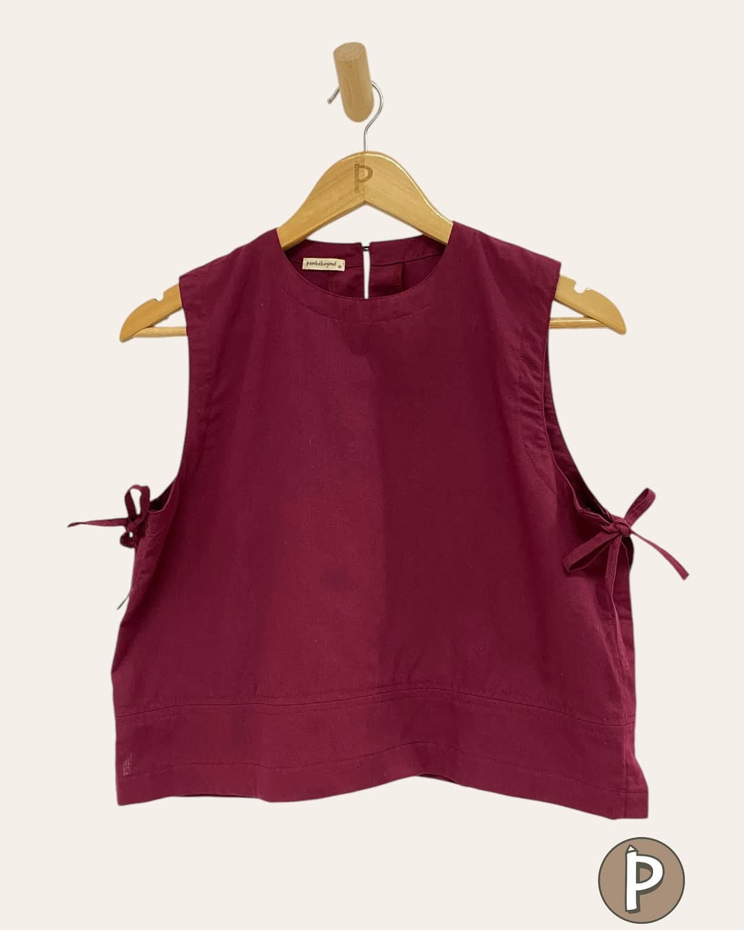 Pambahaymnl Side Bow Sleeveless Linen Top
