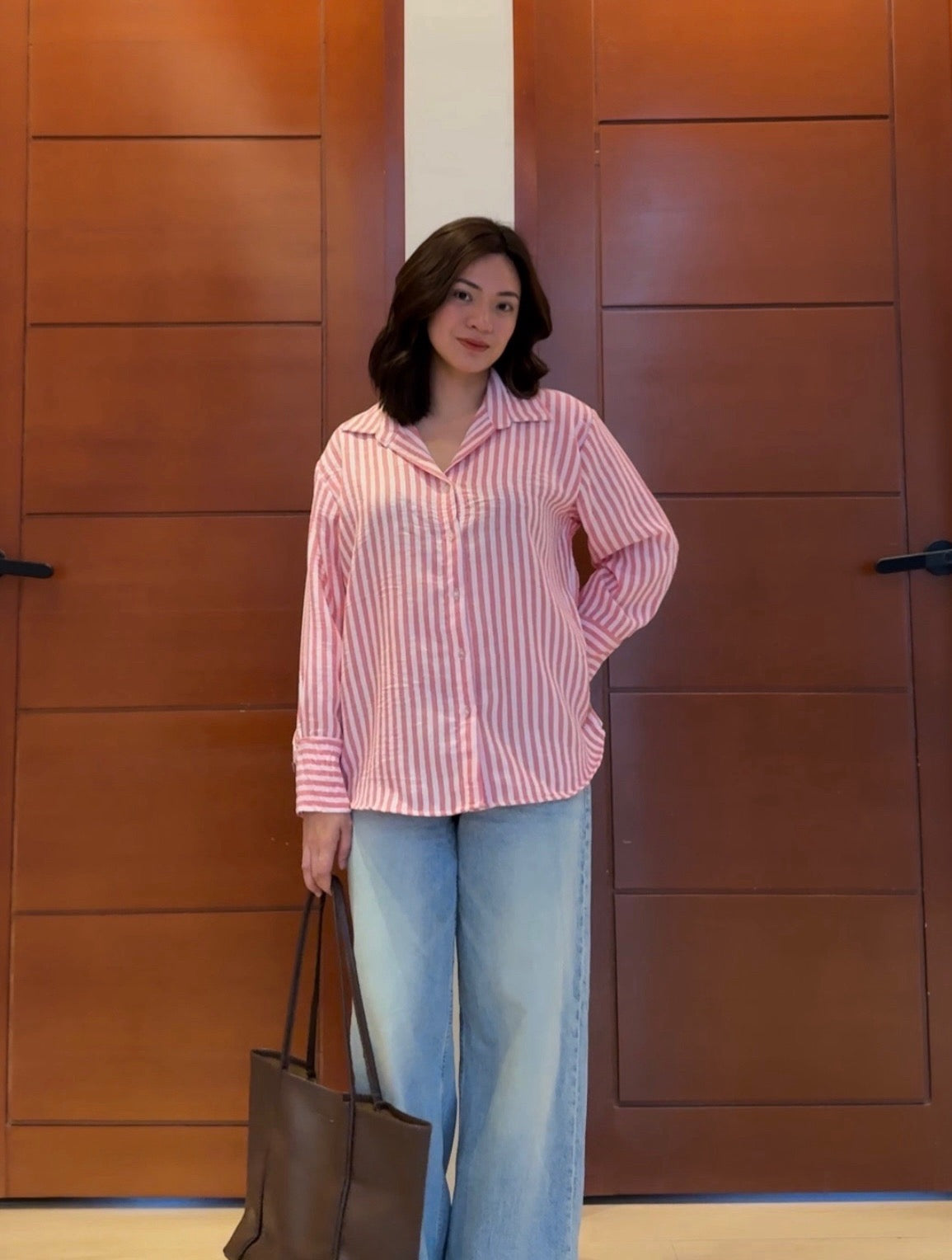 Pambahaymnl Lapel Stripes Linen Longsleeves