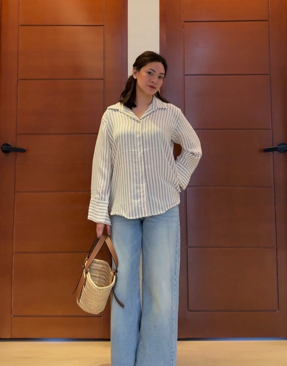 Pambahaymnl Lapel Stripes Linen Longsleeves