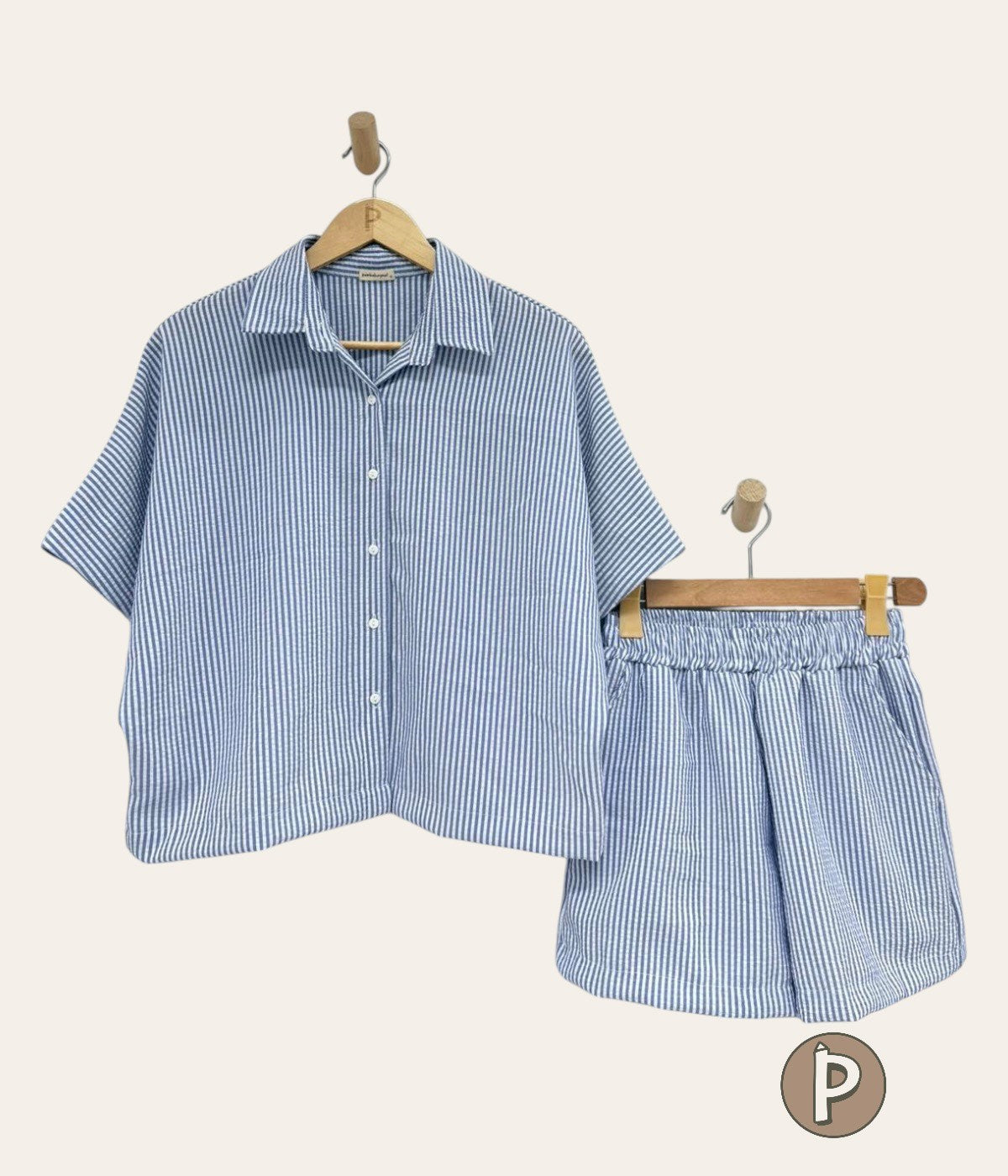 Pambahaymnl Batwing Buttoned Short Set