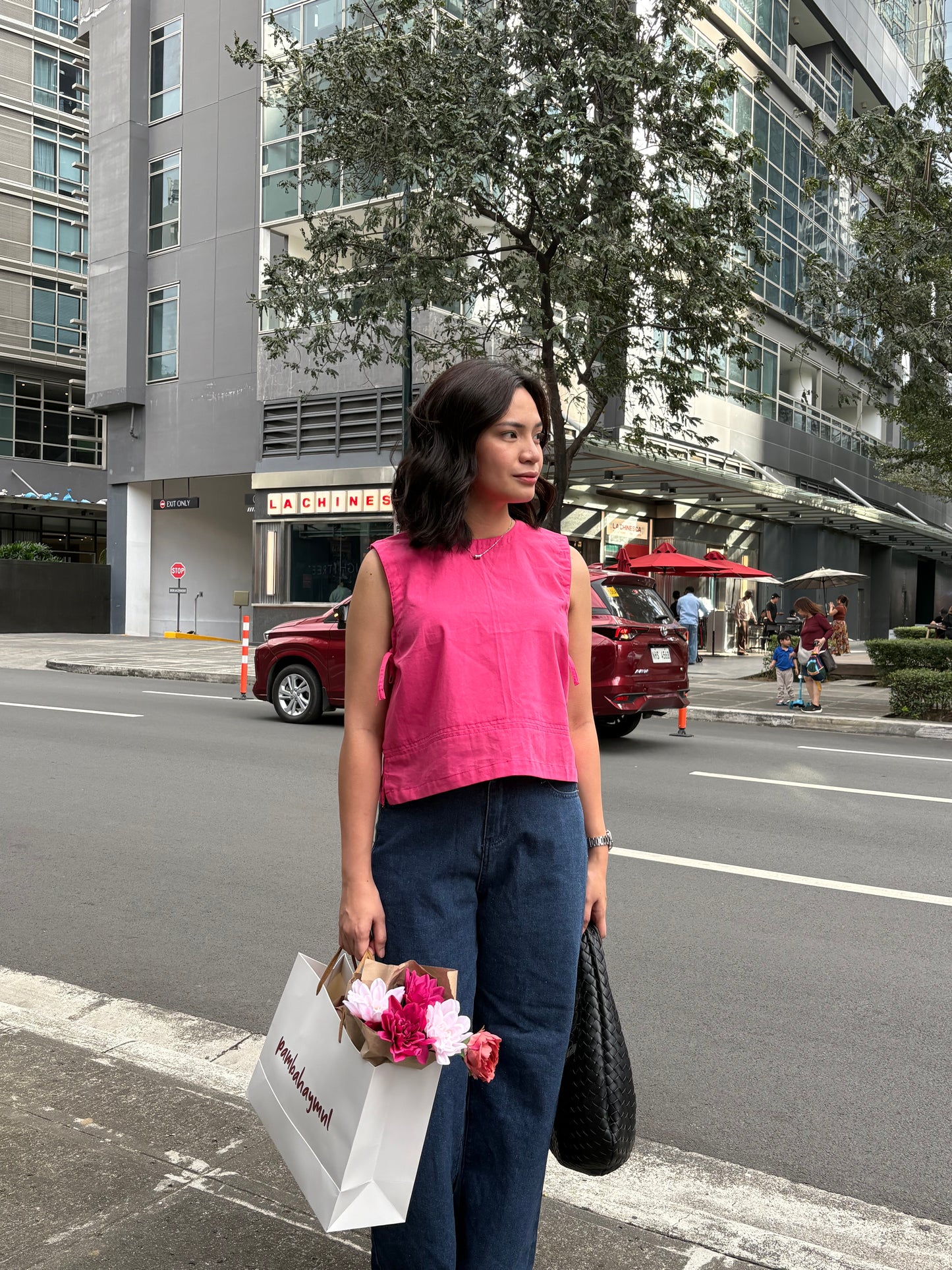 Pambahaymnl Side Bow Sleeveless Linen Top