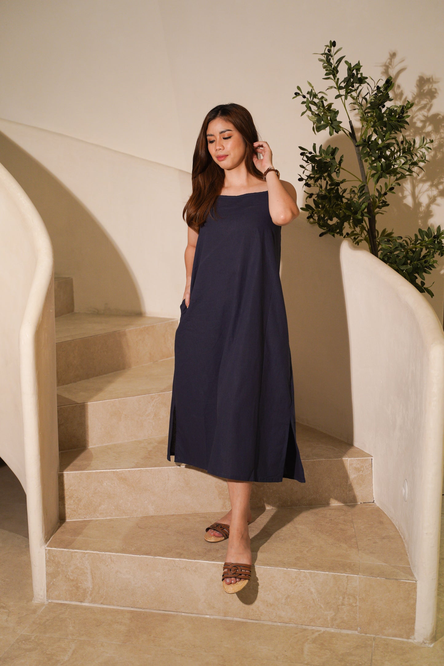 Pambahaymnl Self Tie Linen Dress