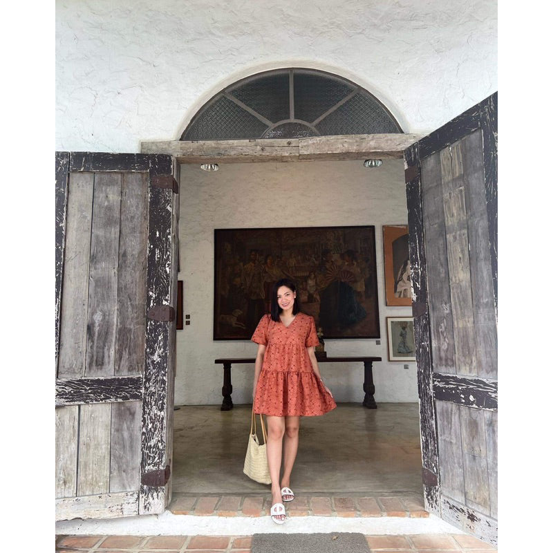 Pambahaymnl Eyelet Puff Sleeve Dress
