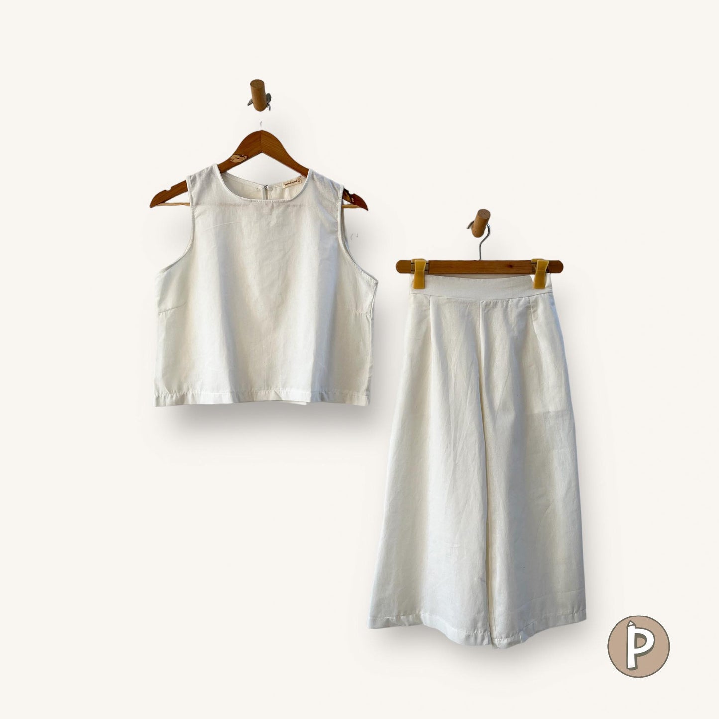 Pambahaymnl Sleeveless Culottes Linen Set