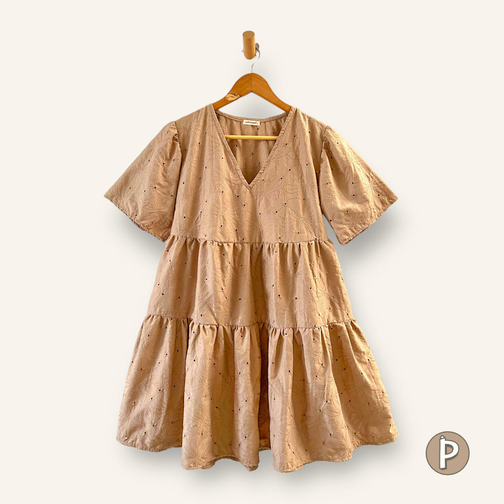 Pambahaymnl Eyelet Puff Sleeve Dress