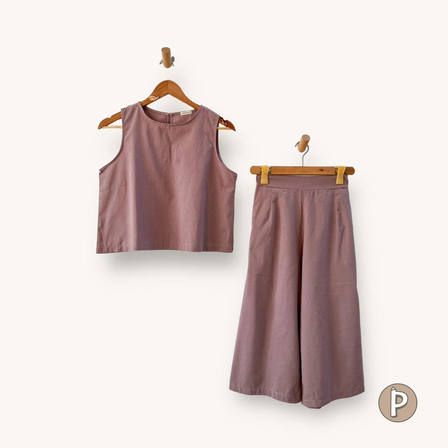 Pambahaymnl Sleeveless Culottes Linen Set