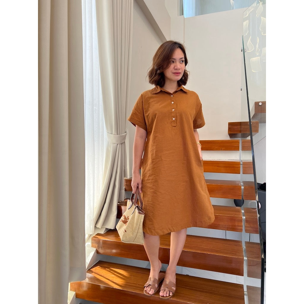 Pambahaymnl Linen Round Hem Dress