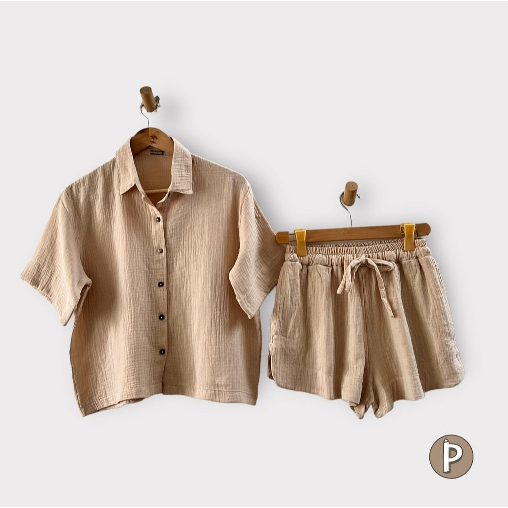 Pambahaymnl Buttoned Double Gauze Set