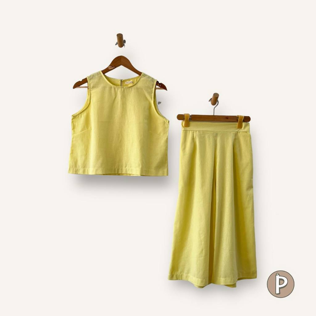 Pambahaymnl Sleeveless Culottes Linen Set