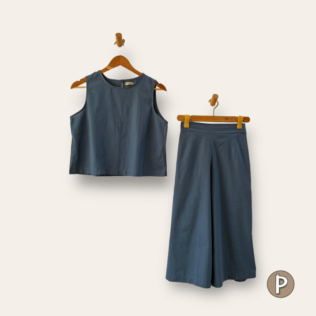 Pambahaymnl Sleeveless Culottes Linen Set