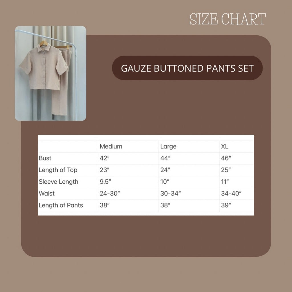 Pambahaymnl Gauze Buttoned Pants Set