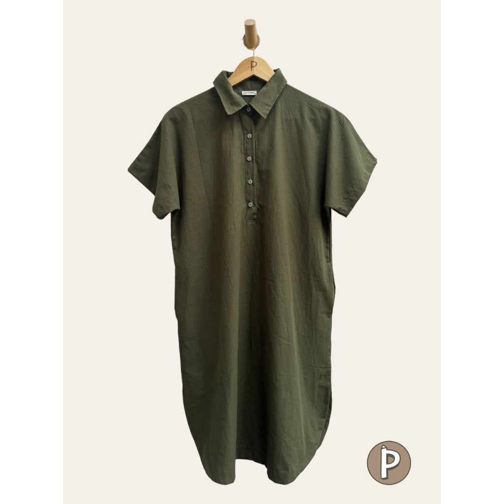 Pambahaymnl Linen Round Hem Dress